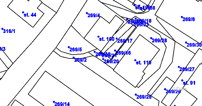 Parcela st. 269/21 v KÚ Studené, Katastrální mapa