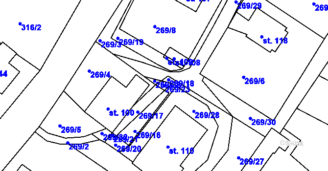 Parcela st. 269/23 v KÚ Studené, Katastrální mapa