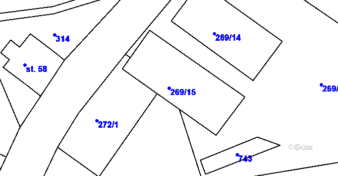 Parcela st. 269/15 v KÚ Studené, Katastrální mapa