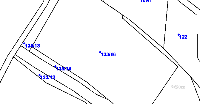 Parcela st. 133/16 v KÚ Studené, Katastrální mapa