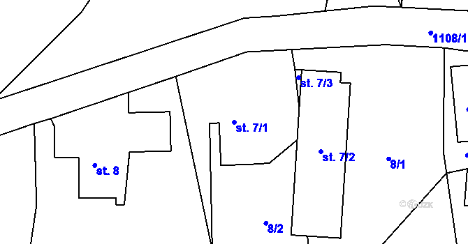 Parcela st. 7/1 v KÚ Martinice v Krkonoších, Katastrální mapa