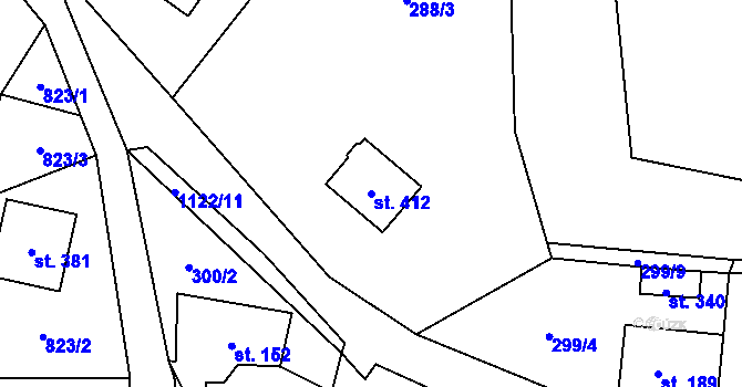 Parcela st. 412 v KÚ Martinice v Krkonoších, Katastrální mapa