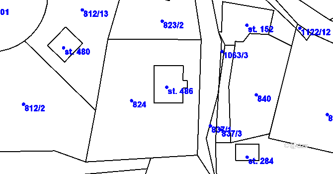 Parcela st. 486 v KÚ Martinice v Krkonoších, Katastrální mapa