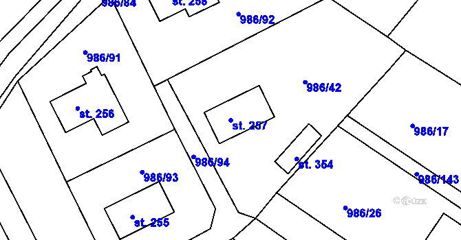 Parcela st. 257 v KÚ Rovnáčov, Katastrální mapa