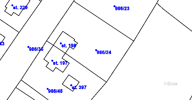 Parcela st. 986/24 v KÚ Rovnáčov, Katastrální mapa