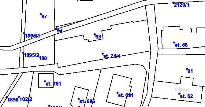 Parcela st. 71/1 v KÚ Studenec u Horek, Katastrální mapa