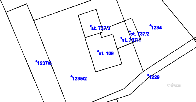 Parcela st. 109 v KÚ Studenec u Horek, Katastrální mapa