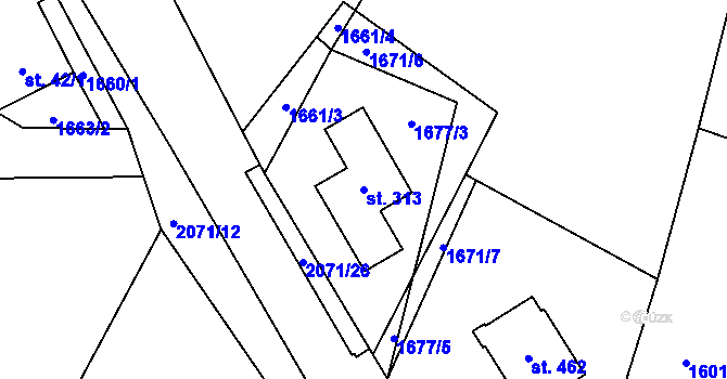 Parcela st. 313 v KÚ Studenec u Horek, Katastrální mapa