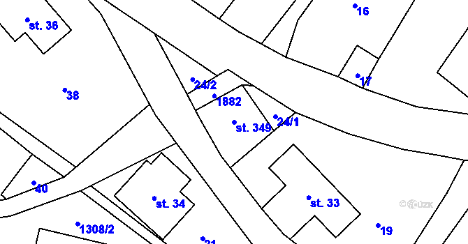 Parcela st. 349 v KÚ Studenec u Horek, Katastrální mapa