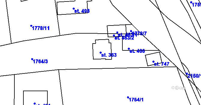 Parcela st. 363 v KÚ Studenec u Horek, Katastrální mapa
