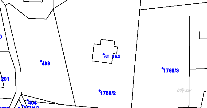 Parcela st. 364 v KÚ Studenec u Horek, Katastrální mapa