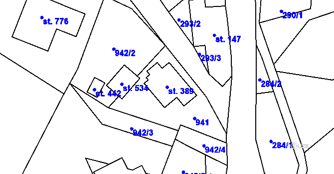 Parcela st. 389 v KÚ Studenec u Horek, Katastrální mapa