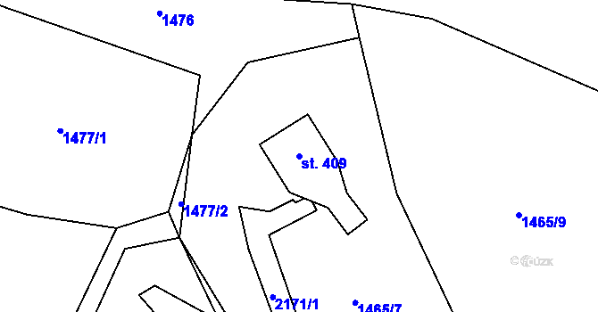 Parcela st. 409 v KÚ Studenec u Horek, Katastrální mapa