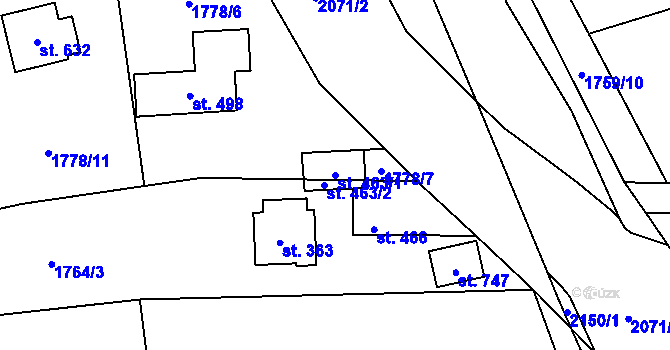 Parcela st. 463/1 v KÚ Studenec u Horek, Katastrální mapa