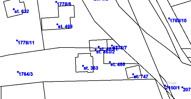 Parcela st. 463/2 v KÚ Studenec u Horek, Katastrální mapa