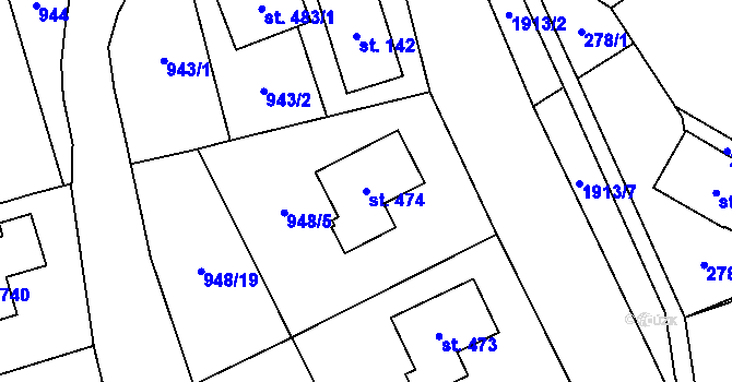 Parcela st. 474 v KÚ Studenec u Horek, Katastrální mapa