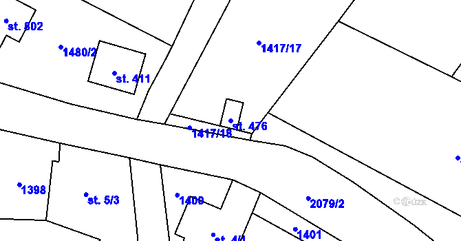 Parcela st. 476 v KÚ Studenec u Horek, Katastrální mapa