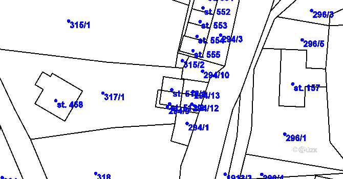Parcela st. 512/1 v KÚ Studenec u Horek, Katastrální mapa