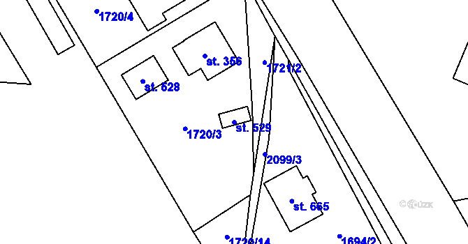Parcela st. 529 v KÚ Studenec u Horek, Katastrální mapa