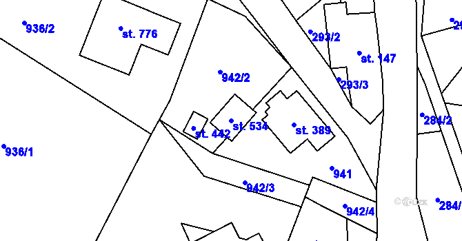 Parcela st. 534 v KÚ Studenec u Horek, Katastrální mapa