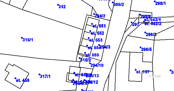 Parcela st. 554 v KÚ Studenec u Horek, Katastrální mapa