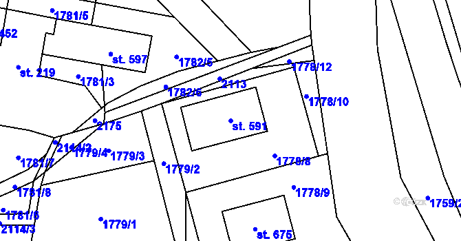 Parcela st. 591 v KÚ Studenec u Horek, Katastrální mapa