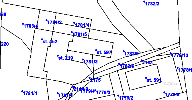 Parcela st. 597 v KÚ Studenec u Horek, Katastrální mapa