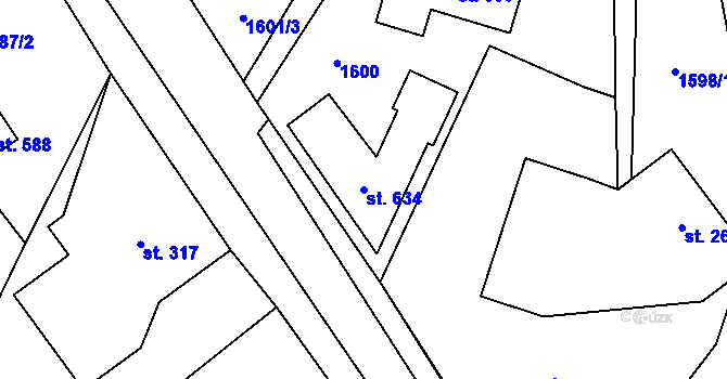 Parcela st. 634 v KÚ Studenec u Horek, Katastrální mapa