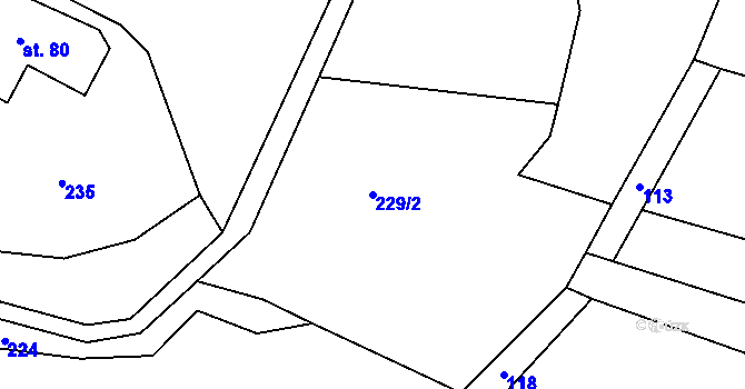 Parcela st. 229/2 v KÚ Studenec u Horek, Katastrální mapa