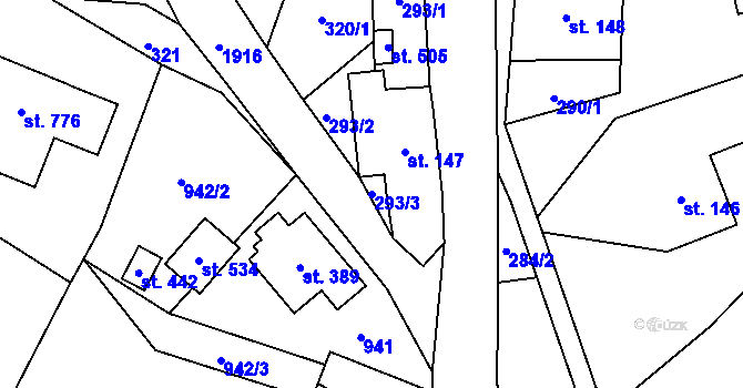 Parcela st. 293/3 v KÚ Studenec u Horek, Katastrální mapa