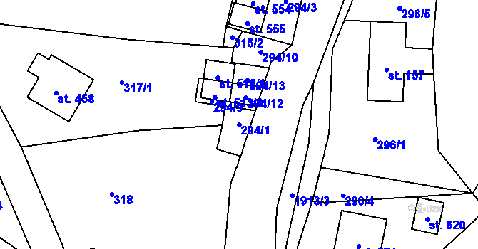 Parcela st. 294/1 v KÚ Studenec u Horek, Katastrální mapa