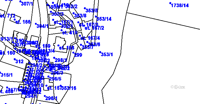 Parcela st. 353/1 v KÚ Studenec u Horek, Katastrální mapa