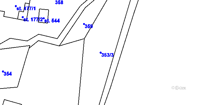 Parcela st. 353/3 v KÚ Studenec u Horek, Katastrální mapa