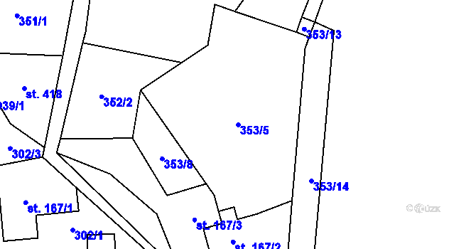 Parcela st. 353/5 v KÚ Studenec u Horek, Katastrální mapa