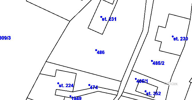 Parcela st. 486 v KÚ Studenec u Horek, Katastrální mapa