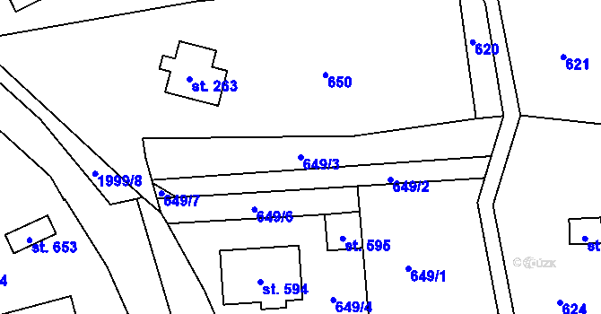 Parcela st. 649/3 v KÚ Studenec u Horek, Katastrální mapa