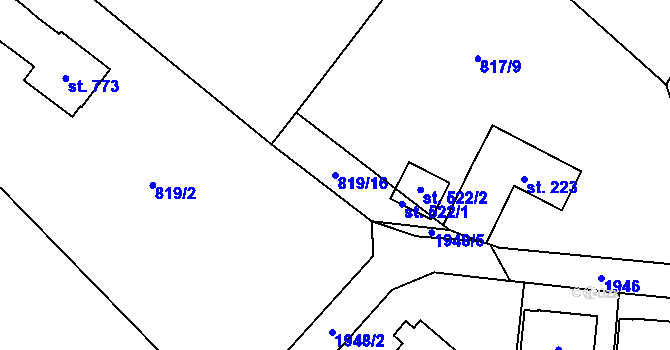 Parcela st. 819/16 v KÚ Studenec u Horek, Katastrální mapa