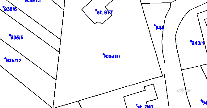 Parcela st. 935/10 v KÚ Studenec u Horek, Katastrální mapa
