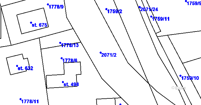 Parcela st. 2071/2 v KÚ Studenec u Horek, Katastrální mapa