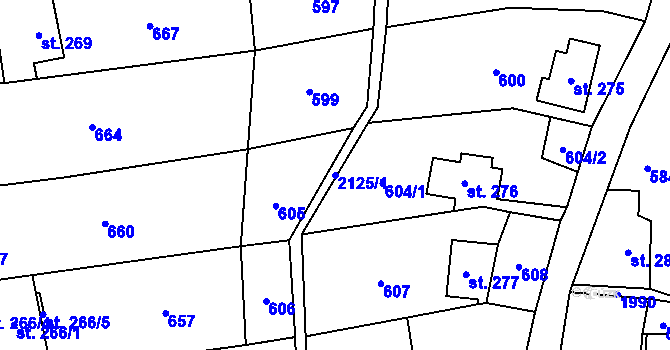 Parcela st. 2125/1 v KÚ Studenec u Horek, Katastrální mapa