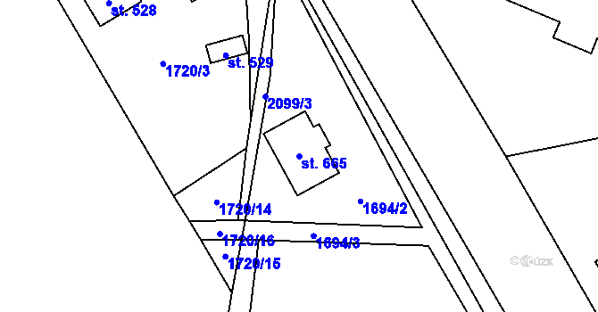 Parcela st. 665 v KÚ Studenec u Horek, Katastrální mapa