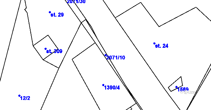Parcela st. 2071/10 v KÚ Studenec u Horek, Katastrální mapa