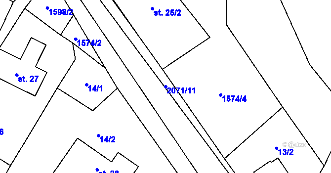 Parcela st. 2071/11 v KÚ Studenec u Horek, Katastrální mapa