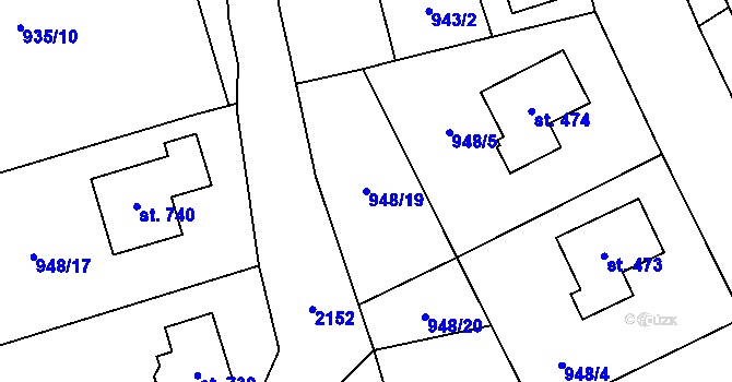 Parcela st. 948/19 v KÚ Studenec u Horek, Katastrální mapa