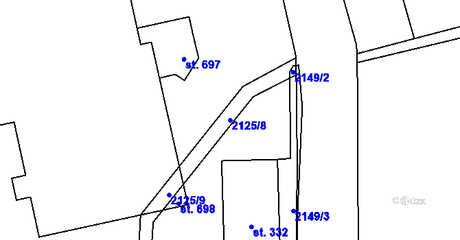 Parcela st. 2125/8 v KÚ Studenec u Horek, Katastrální mapa