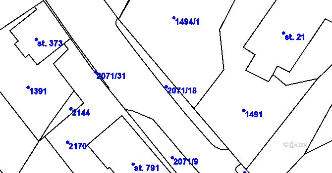 Parcela st. 2071/18 v KÚ Studenec u Horek, Katastrální mapa