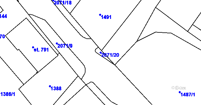 Parcela st. 2071/20 v KÚ Studenec u Horek, Katastrální mapa