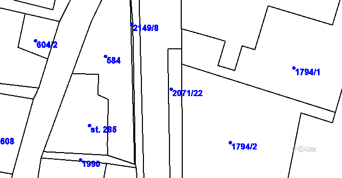 Parcela st. 2071/22 v KÚ Studenec u Horek, Katastrální mapa
