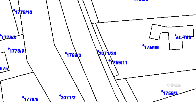 Parcela st. 2071/24 v KÚ Studenec u Horek, Katastrální mapa