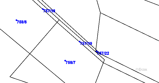 Parcela st. 757/19 v KÚ Studenec u Horek, Katastrální mapa